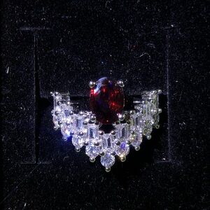 Elegant Silver and Red Gemstone Ring